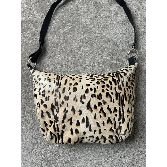 Vintage 90s Womens Bag Y2K Furla Leopard Print Leather Bag, Made in Italy